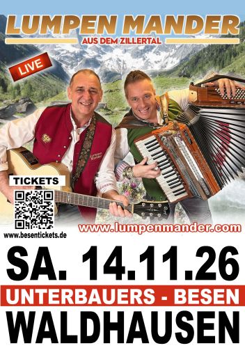Tickets für Die Lumpen Mander aus dem Zillertal   am 14.11.2026 - Karten kaufen